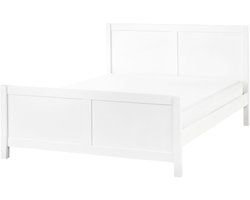 BELIANI CHAMPAGNAT - Tweepersoonsbed - Wit - 140 x 200 cm - Rubberhout