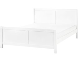 BELIANI CHAMPAGNAT - Tweepersoonsbed - Wit - 160 x 200 cm - Rubberhout