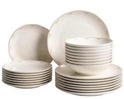 BELIANI CHAROLI - 24-delige serviesset - Wit/Goud - Porselein