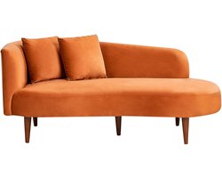 BELIANI CHAUMONT - Chaise longue - Oranje - Linkszijdig - Fluweel