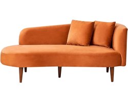 BELIANI CHAUMONT - Chaise longue - Oranje - Rechtszijdig - Fluweel
