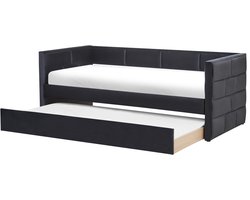 BELIANI CHAVONNE - Slaapbank - Zwart - 90 x 200 cm - Fluweel