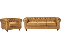 BELIANI CHESTERFIELD - Bankenset - Goud - Fluweel