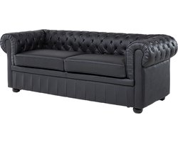 Beliani CHESTERFIELD - Chesterfield bank 2-zits - Zwart - Leer