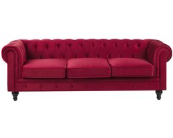BELIANI CHESTERFIELD - Chesterfield bank - Donkerrood - Fluweel