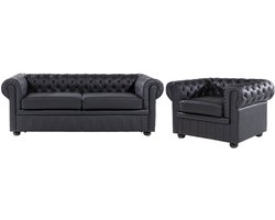 BELIANI CHESTERFIELD - Chesterfield bank - Zwart - Leer