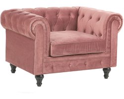 BELIANI CHESTERFIELD - Chesterfield fauteuil - Perzik - Fluweel