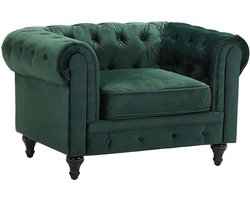 BELIANI CHESTERFIELD - Chesterfield fauteuil - Smaragdgroen - Fluweel