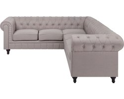 Beliani CHESTERFIELD - Chesterfield hoekbank - Beige - Kunststof