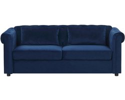 BELIANI CHESTERFIELD - Chesterfield slaapbank - Marineblauw - Fluweel