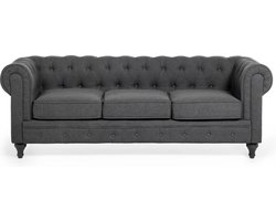 BELIANI CHESTERFIELD - Driezitsbank - Grijs - Polyester