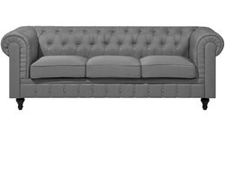 BELIANI CHESTERFIELD L - Chesterfield bank - Lichtgrijs - Polyester