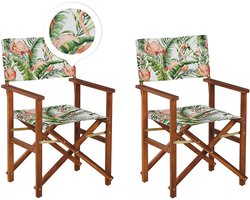 BELIANI CINE - Tuinstoel set van 2 - Donkerbruin/Roze/Flamingo - Polyester