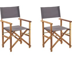 BELIANI CINE - Tuinstoel set van 2 - Grijs/Lichtbruin - Polyester