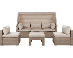 Beliani COCCOLIA - Loungeset voor 5 - Beige - PE rotan