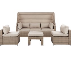 BELIANI COCCOLIA - Loungeset voor 5 - Lichtbruin - PE rotan