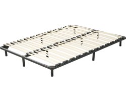 BELIANI COMBOURG - Vrijstaande lattenbodem - Lichtgrijs - 140 x 200 cm - Staal