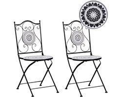 BELIANI COMISO - Set van 2 tuinstoelen - Zwart/Wit - IJzer