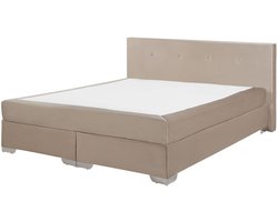 BELIANI CONSUL - Boxspring - Lichtbeige - 160 x 200 cm - Fluweel
