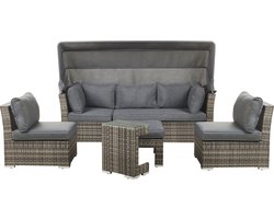 Beliani CORTE - Loungeset voor 6 - Bruin - PE rotan