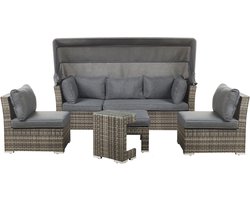BELIANI CORTE - Loungeset voor 6 - Donkerbruin - PE rotan