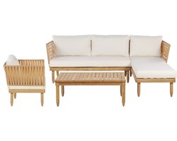 Beliani CREMONA - Loungeset voor 4 - Lichte houtkleur - Acaciahout