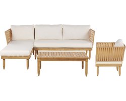 Beliani CREMONA - Loungeset voor 4 - Lichte houtkleur - Acaciahout