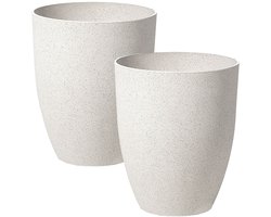 BELIANI CROTON - Bloempot set van 2 - Gebroken wit - 43 cm - Stenenmix
