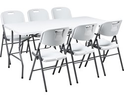 BELIANI CUGNOLI - Tuinset voor 6 - Wit - Synthetisch materiaal
