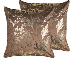 BELIANI DAFFODIL - Sierkussen set van 2 - Bruin - 45 x 45 cm - Fluweel
