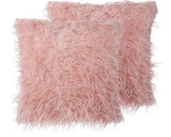 BELIANI DAISY - Sierkussen set van 2 - Roze - 45 x 45 cm - Polyester