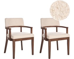 BELIANI DALBO - Eetkamerstoel set van 2 - Donkerbruin/Lichtbeige - Bouclé