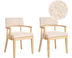 BELIANI DALBO - Eetkamerstoel set van 2 - Lichtbeige - Bouclé