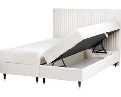 BELIANI DAME - Boxspringbed - Off-white - 160 x 200 cm - Fluweel