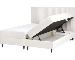 BELIANI DAME - Boxspringbed - Off-white - 180 x 200 cm - Fluweel
