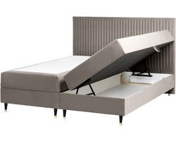 BELIANI DAME - Boxspringbed - Taupe - 180 x 200 cm - Fluweel