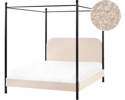 BELIANI DANNEMOIS - Tweepersoonsbed - Beige - 140x200 cm - Bouclé