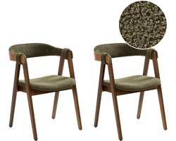 BELIANI DAY - Eetkamerstoel set van 2 - Donkerbruin/Groen - Bouclé