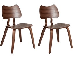 BELIANI DIANA - Eetkamerstoel set van 2 - Donkerbruin - Rubberhout