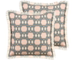 BELIANI DIANTHUS - Sierkussen set van 2 - Grijs/Beige - 60 x 60 cm - Polyester