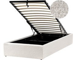 BELIANI DINAN - Eenpersoonsbed - Gebroken wit - 90 x 200 cm - Bouclé