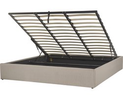 BELIANI DINAN - Tweepersoonsbed - Lichtbruin - 180 x 200 cm - Polyester