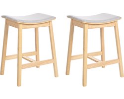 BELIANI DIXON - Barkruk set van 2 - Lichtgrijs - Rubberhout