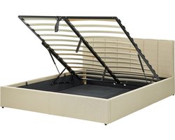 BELIANI DREUX - Bed met opbergruimte - Beige - 160 x 200 cm - Polyester