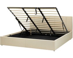 BELIANI DREUX - Bed met opbergruimte - Beige - 180 x 200 cm - Polyester