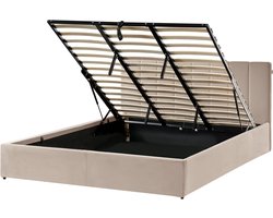 BELIANI DREUX - Bed met opbergruimte - Taupe - 180 x 200 cm - Fluweel