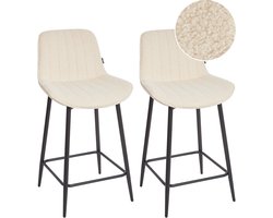 BELIANI DUBROVNIK - Barkruk set van 2 - Lichtbeige - Bouclé