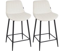 BELIANI DUBROVNIK - Barkruk set van 2 - Lichtbeige - Fluweel