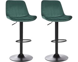 BELIANI DUBROVNIK - Barkruk verstelbaar set van 2 - Smaragdgroen - Fluweel