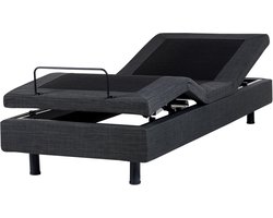 BELIANI DUKE - Bed verstelbaar - Donkergrijs - 90 x 200 cm - Polyester